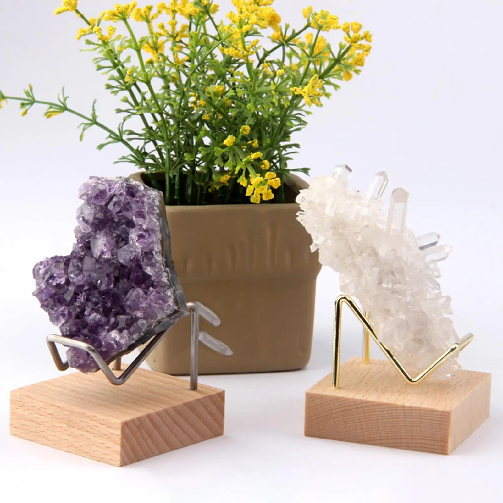 1PC Display Stand Beech Base for Collectibles Strange Crystal Cluster