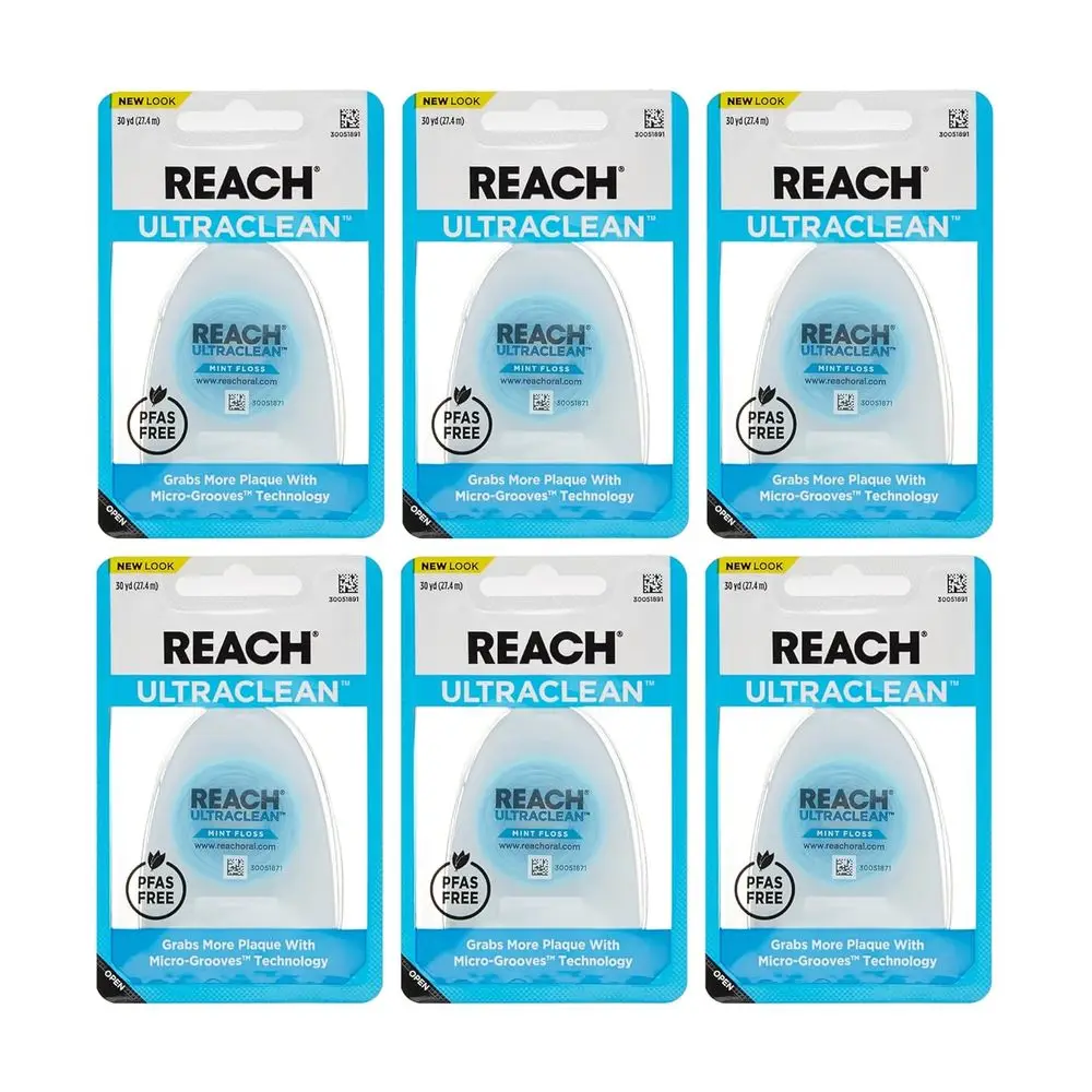 

Mint Flavored Plaque Remover, Waxed Dental Floss, Gentle on Gums, Suitable for Adults and Kids, 6 Pack, 30 Yards