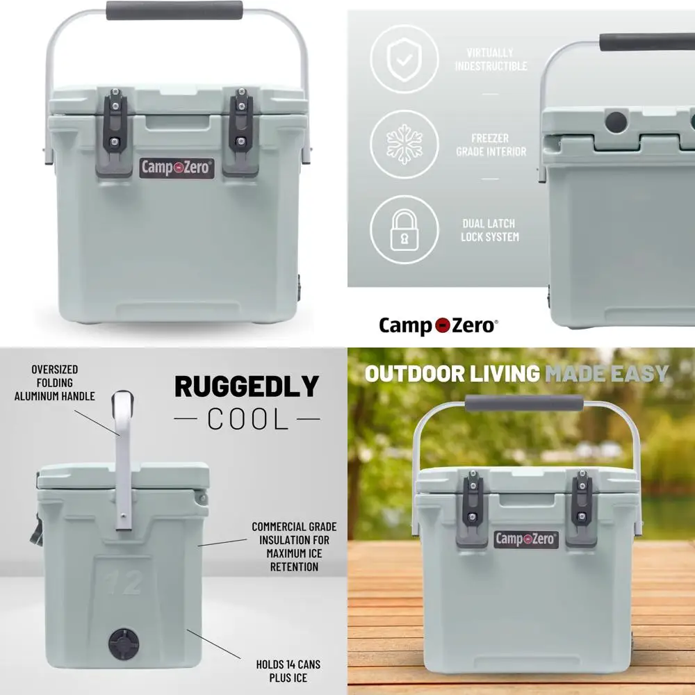 Baú de gelo rígido portátil de 12,6 quartos para bebidas, almoço, praia, piqueniques, barco, camping e viagens