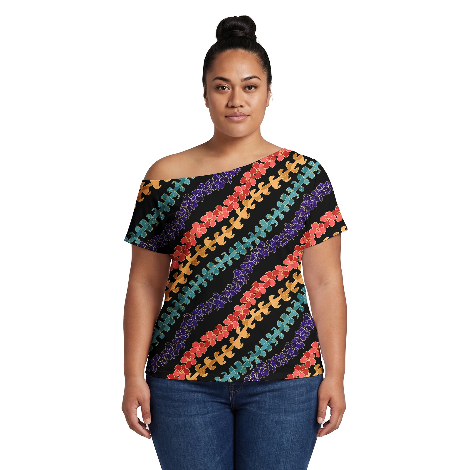 Asia & Pacific Islands Clothes Custom Samoan Apparel Polynesian Ladies Tops Hawaiian Short Sleeve Mokihana Lei Craft Women Tops