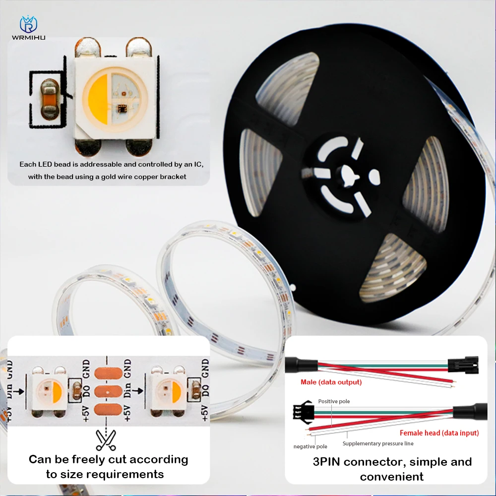 DC5V SMD 5050 SK6812 RGB RGBW RGBNW inteligentne programowanie indywidualnie adresowalne elastyczne pasek do dekoracji magiczny Led pikseli