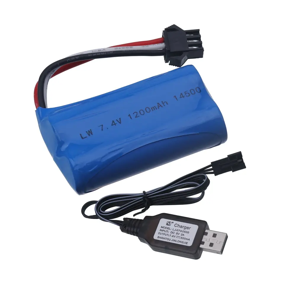 SM-3P 7.4V 1200Mah Li-Ion Batterij 14500/Usb Voor Elektrisch Speelgoed Water Kogel Pistool 7.4V 2S Batterij Voor Rc Speelgoed Auto 'S Tanks Robots