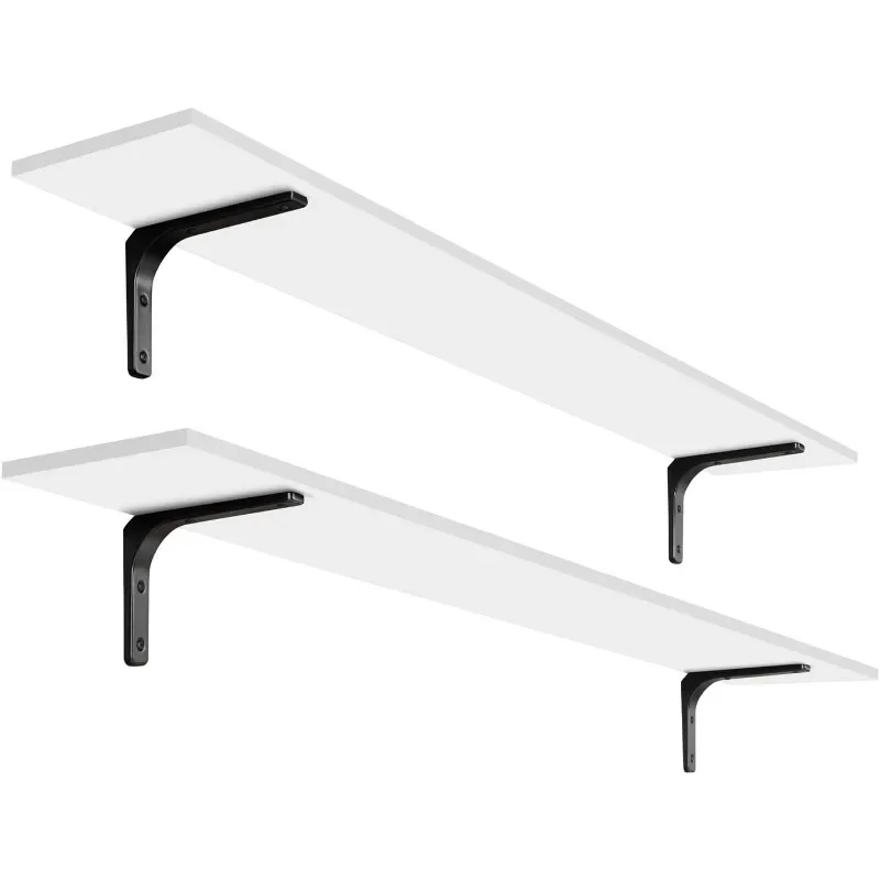 55.1Inch Wall Mounted Shelves Set of 2, Extra Large Wall Storage Ledges with Sturdy Metal Brackets for Living Room, Bathroom