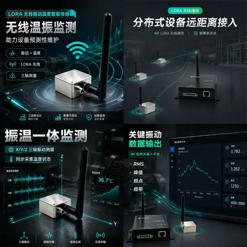 for LORA Wireless Vibration Temperature Sensor Three-axis Acceleration Monitoring Motor Water Pump Fan Industrial Equipment