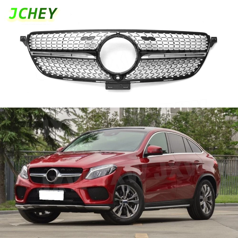 

JCHEY ABS Front Bumper Lip Racing Grills For Benz GLE Class C292 W292 Coupe 2015-2019 Front Grille Car Accessorise