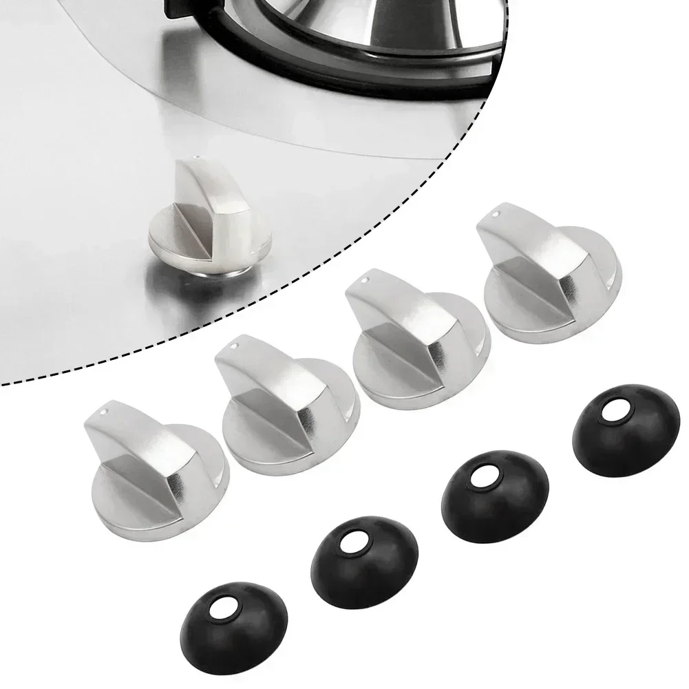 4pcs 4mm Stove Control Knobs Gas Hob Knob Metal Range Burner Switch Button Zinc Alloy Knobs Replacement For Cooktop Stove Oven