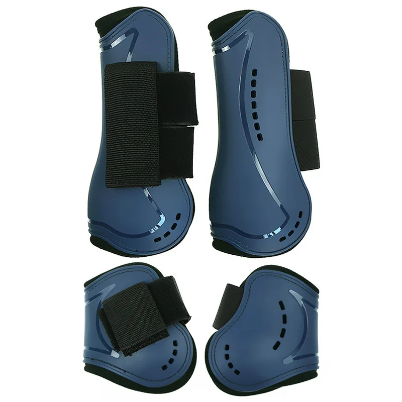 2/4 قطعة أحذية الساق الحصان قابل للتعديل الجبهة الخلفية الساق الأحذية بولي Neoprene الخيول الجبهة الندية واقي الساق حماية وتر الفروسية