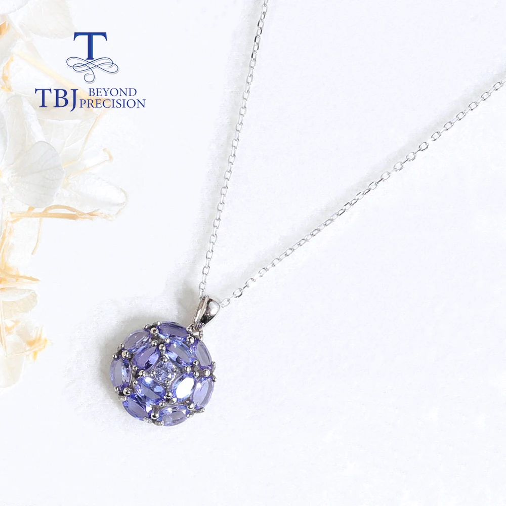 Suitable for daily wear natural blue Tanzanite women's pendant necklace simple light luxury gems 925 sterling silver gift