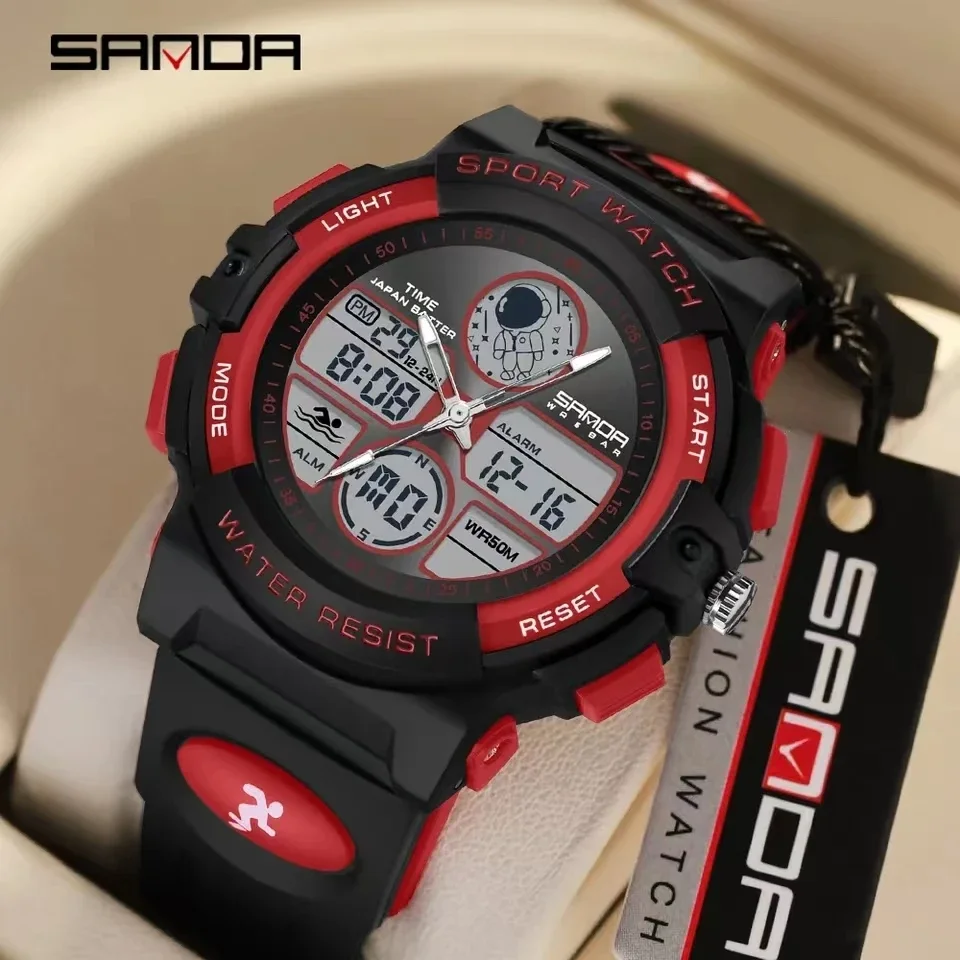 SANDA orologio da uomo di lusso Casual sport Outdoor militare impermeabile antiurto automatico orologio al quarzo in gomma 2024 Shock New6135