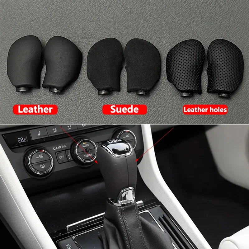 

For Skoda Superb Octavia Fabia Yeti DSG Gear Shift Knob Leather Side Cover Interior Parts Car Accessories