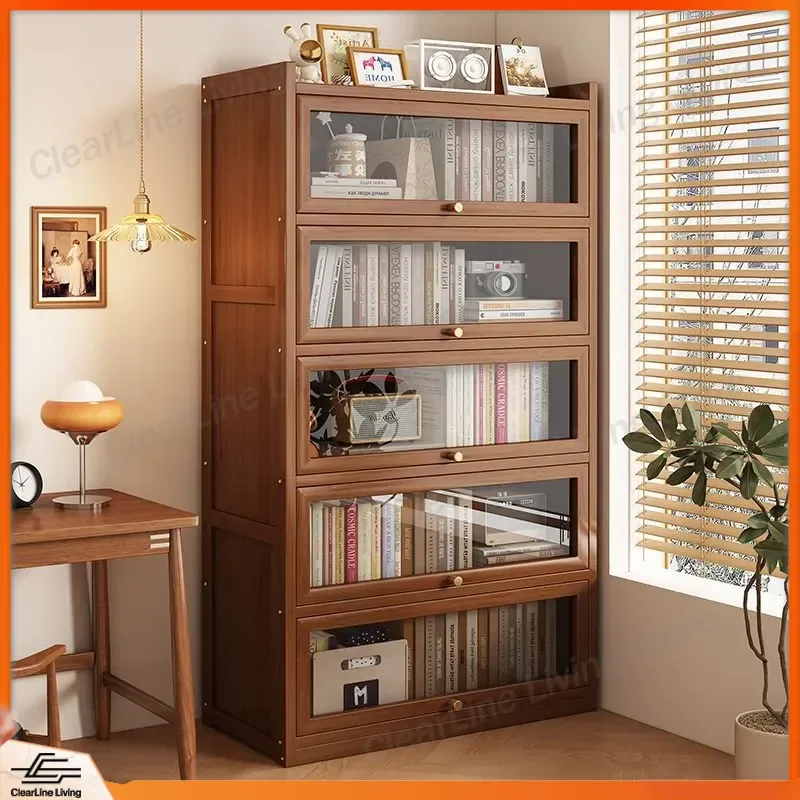 for Bookshelf Shelf Floor to ceiling simple household bookcase with door Dust proof locker Office storage cabinet File