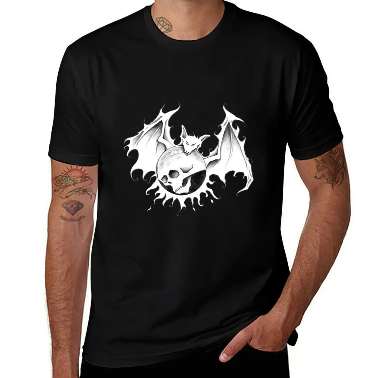 

Sun Moon Skull Bat T-Shirt essential t shirt man t shirts cotton T-Shirt