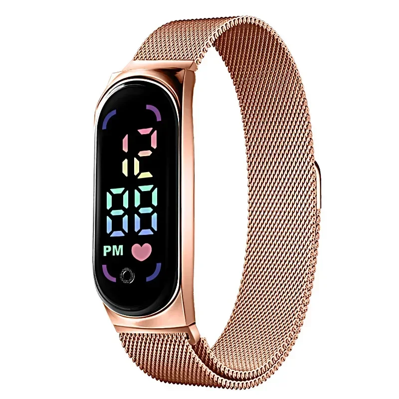 2023 New LED Women Watch Magnetic Watchband Strap Waterproof Touch Feminine Clock Fashion Digital Wristwatches