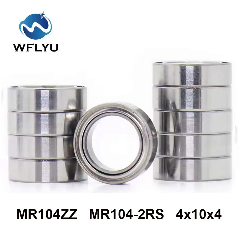 

WFLYU MR104ZZ MR104-2RS 4*10*4(mm) 10PCS Metal Sealed Miniature Chrome Steel Bearings