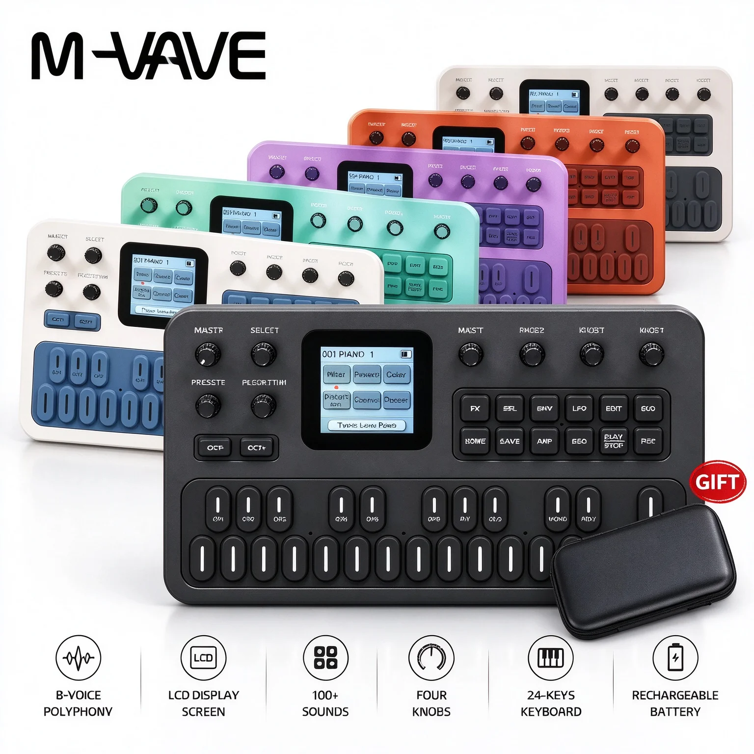 M-Vave Fm1 Portable Synthesizer Midi Keyboard With Built In Speaker Outdoor Music Arrangement Controller Ready Stock