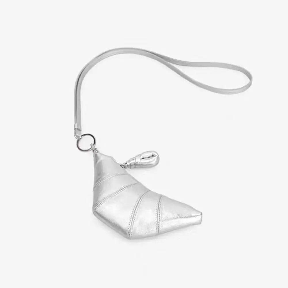 

Fashion PU Leather PU Croissant Bag Wallet Lipstick Earphone Bag Hanging Neck Coin Purse Silver Makeup Bag Streetwear