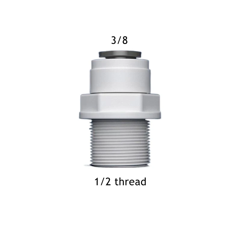 Raccord d'Eau RO à Filetage Mâle Femelle de 1/2 Pouces et 1/4 Pouces, Connecteur de Tuyau POM Droit, Filtre à Eau, Paupières, Pièces d'Osmose, 3/8