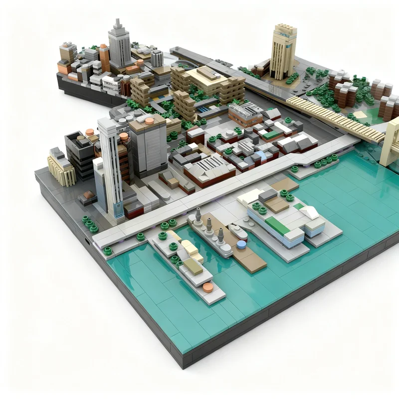 5022pcs MOC Brooklyn Bridge Area - New York City Architecture Model Building Blocks Christmas Gifts Toy Birthday Art Collection