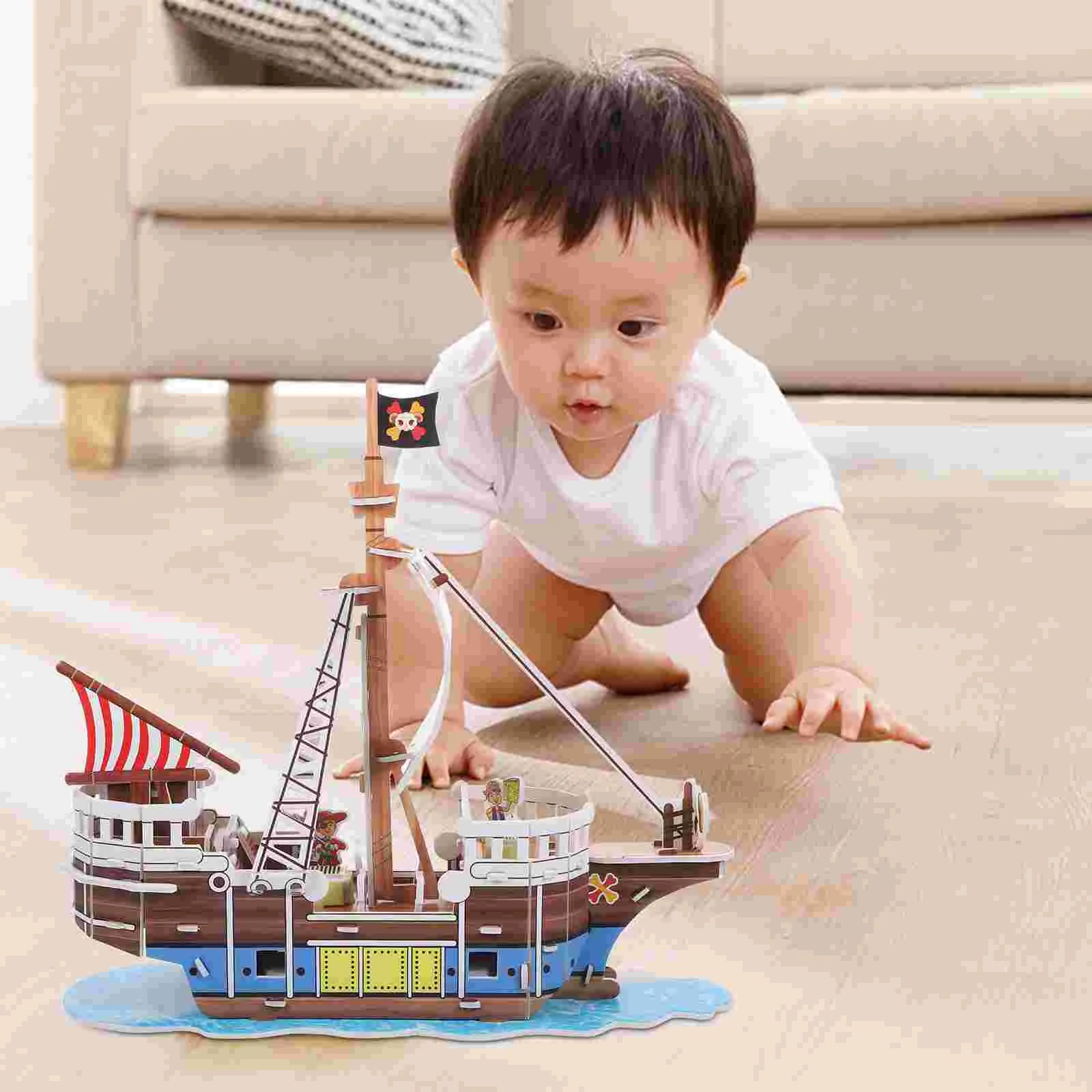 2 Sets Pirate Ship Puzzle Paper Sailboat Model for Adults Brain 3d Puzzles Kids Ages 8-10 Kit