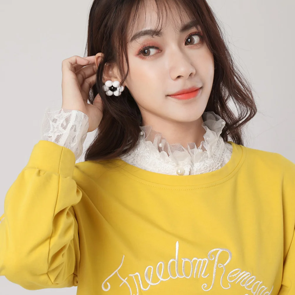 

1pc Women'S Ruffled Chiffon Stand Collar Detachable Waistcoat Fake Neck Accessory For Sweater Hoodie Lightweight Clothing