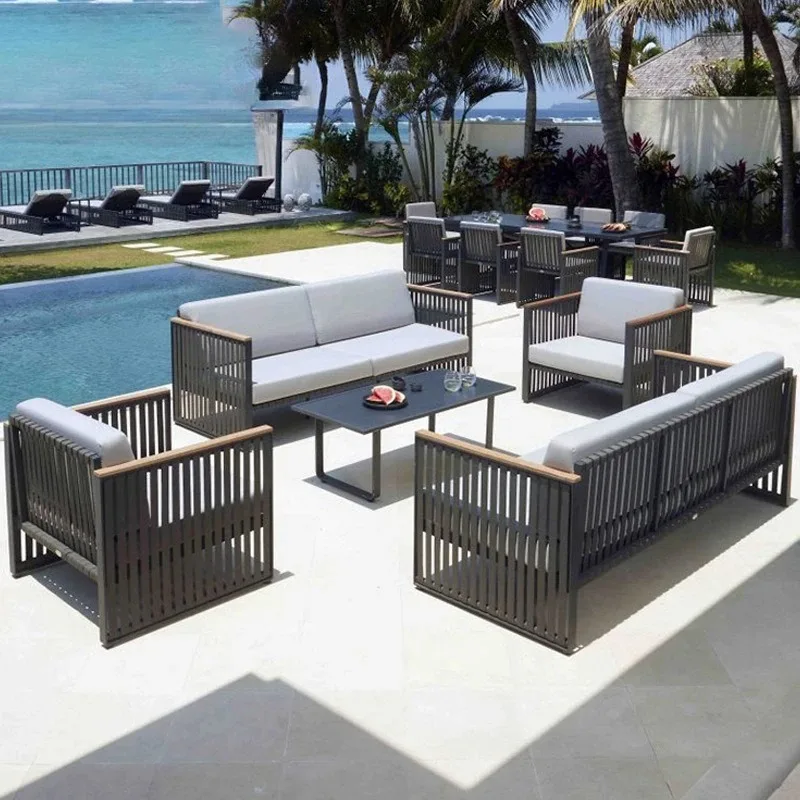 Outdoor Italian Minimalist Furniture Courtyard Beach B & B Hotel Sea View Room Double Sofa Rattan Bed Leisure Chair