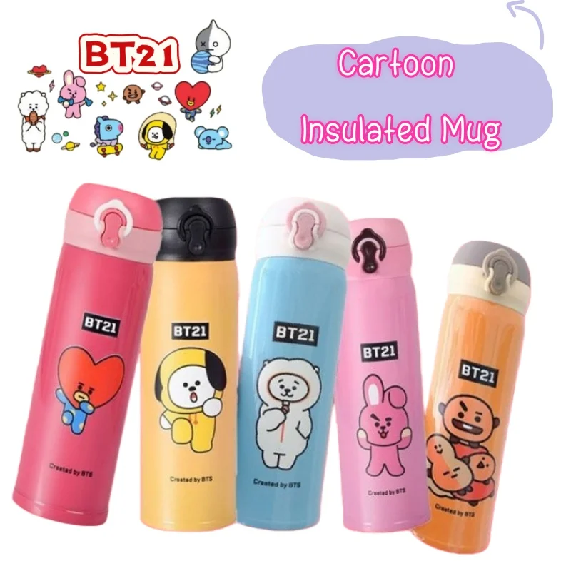 

BT21 mang chimmy tata cookie high-value creative personality mug cute cartoon stainless steel student portable accompanying cup