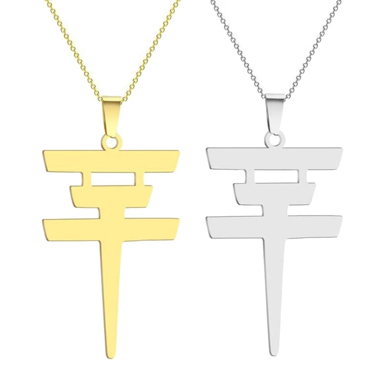 Unisex Necklace Accessories Geometric Pendant with Stainless Steel Chain Neck Chains Jewelry Adornment C1FC