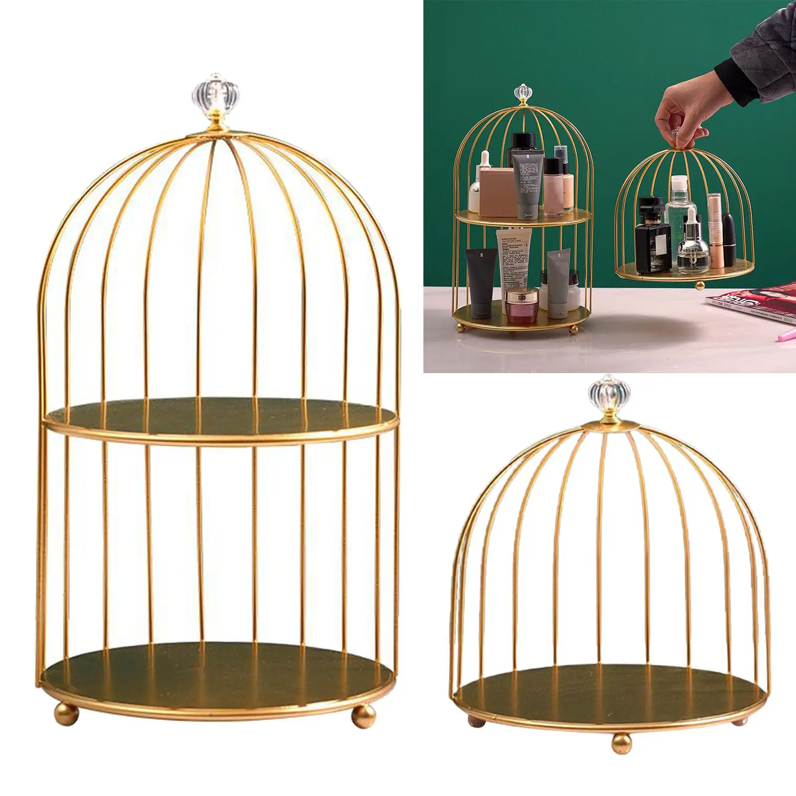 Nordic Bird Cage Desktop Organizer Makeup Jewelry Rings Spice Jar Rack