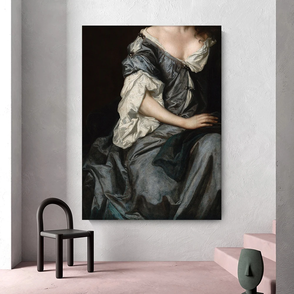 Dark Academia Moody Victorian Woman Altered Pearls Posters and Print Baroque Antique Canvas Wall Art Painting Room Home Decor