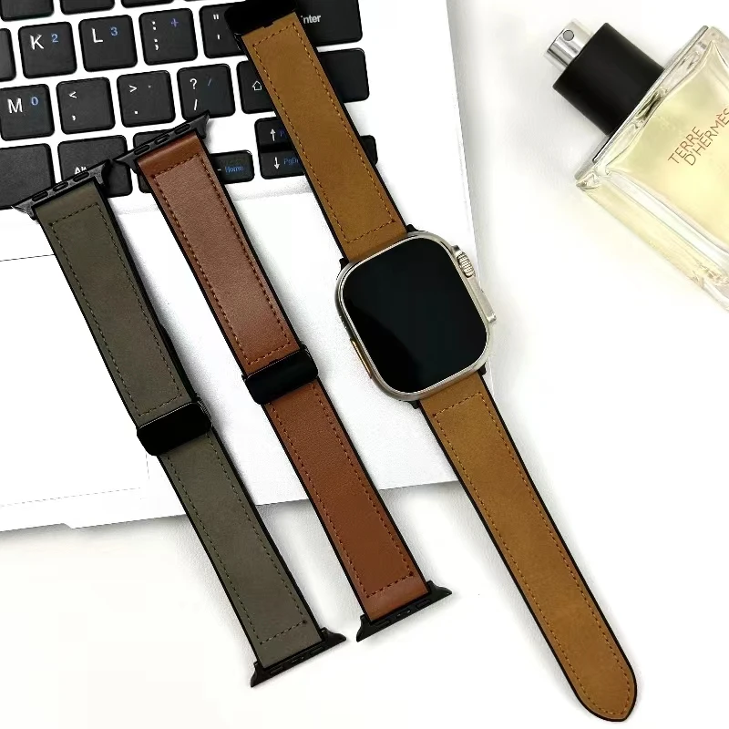 Selbstklebendes Silikonarmband für Apple Watch S10, 42 mm, 46 mm, 49 mm, 44 mm, 45 mm, 38 mm, Magnetschnallenarmband für iwtach-Serie 987