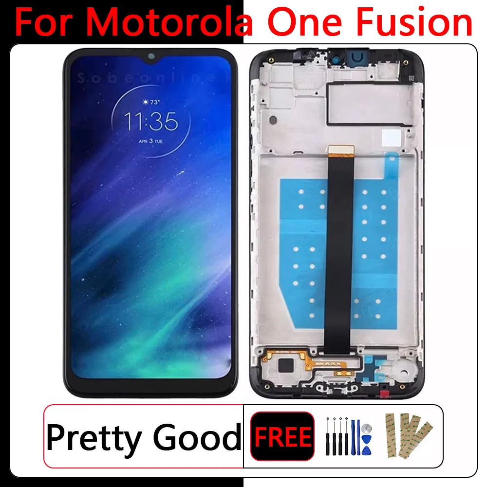 100%Tested Screen For Motorola One Fusion XT2073-2 Display Touch Screen with Frame Digitizer Assembly 6.5\