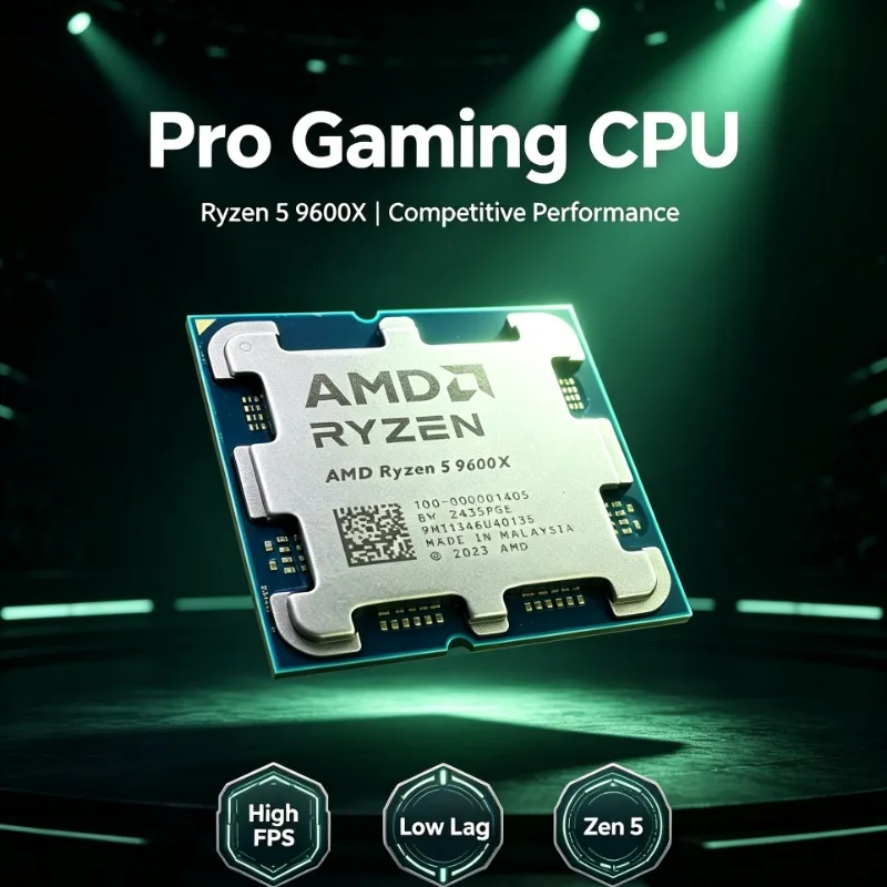 Ryzen 5 9600X AM5 Desktop Processor 6‑Core 12‑Thread 5.4GHz 65W 4NM 32MB L3 Cache DDR5 Without Cooler