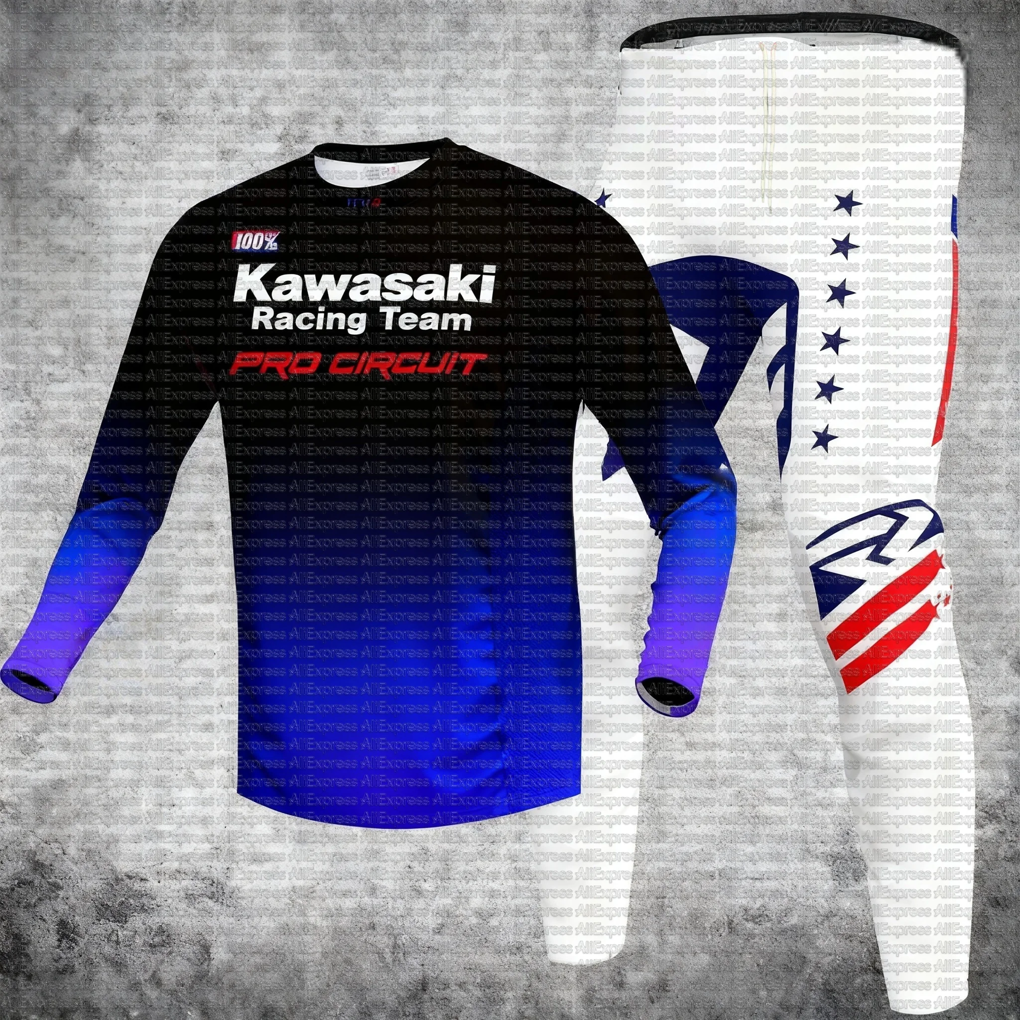 

2025 Kawasaki Motocross Jersey and Pants Set Quick Drying Youth Off-road Racing Suit Endurance Gear Combination for Active Kids