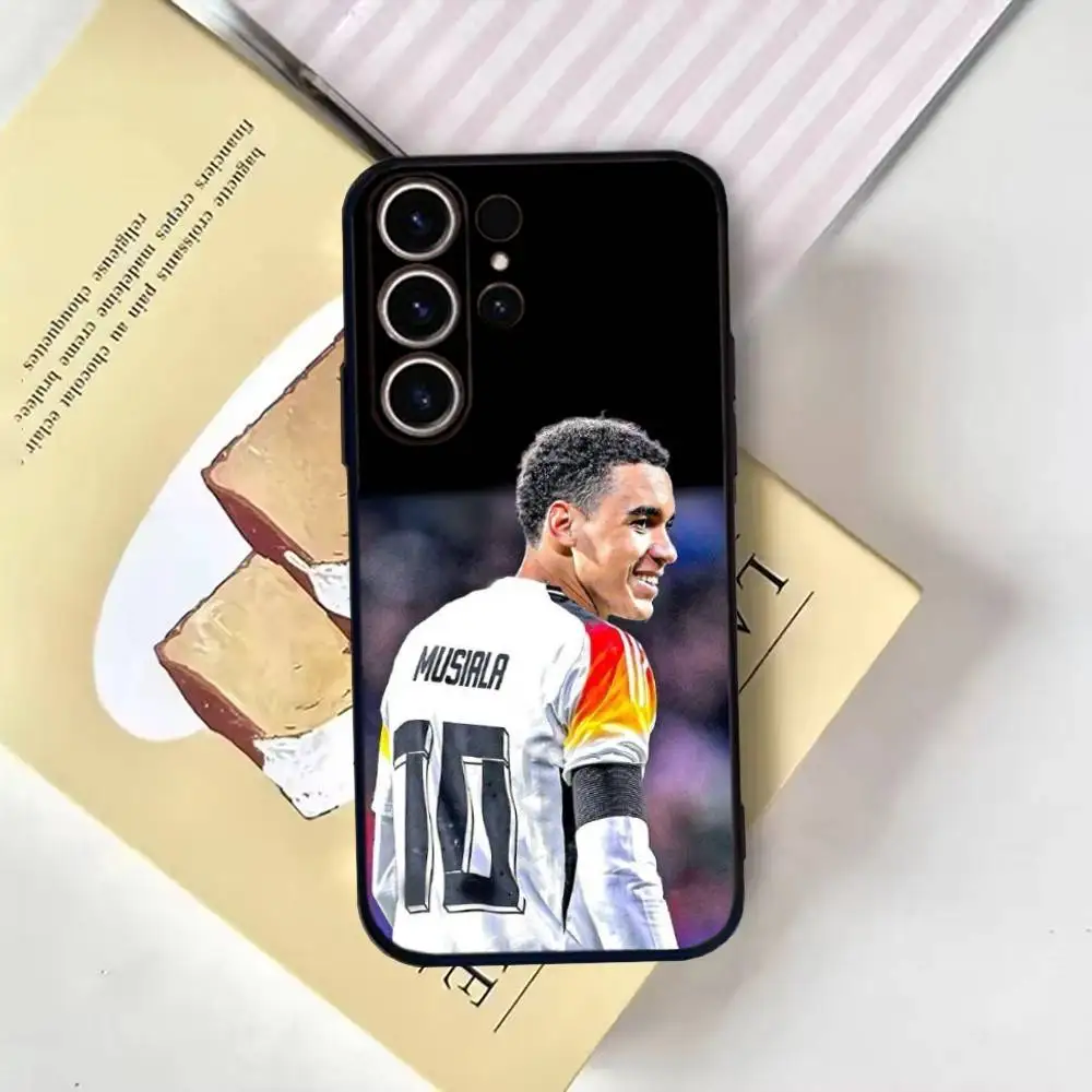 축구 Jamal Musiala 전화 케이스 SamsungS25,24,21,22,23,30,Ultra,20,Plus,Fe,Lite,Note,10,9,Soft Black Cover