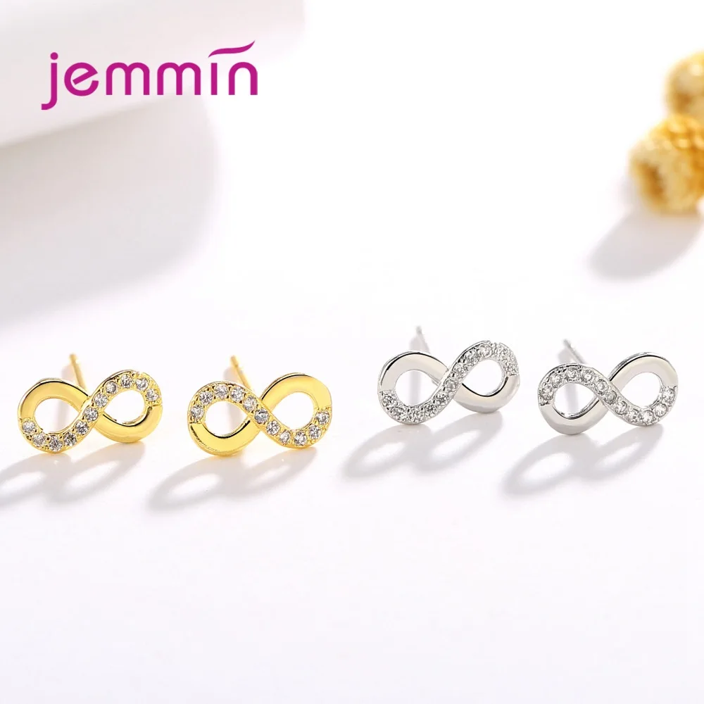 Charm 925 Silver  Simple Bowknot Infinity Earrings for Women Fashion Wedding Jewelry Bowtie CZ Zircon Brincos Mujer