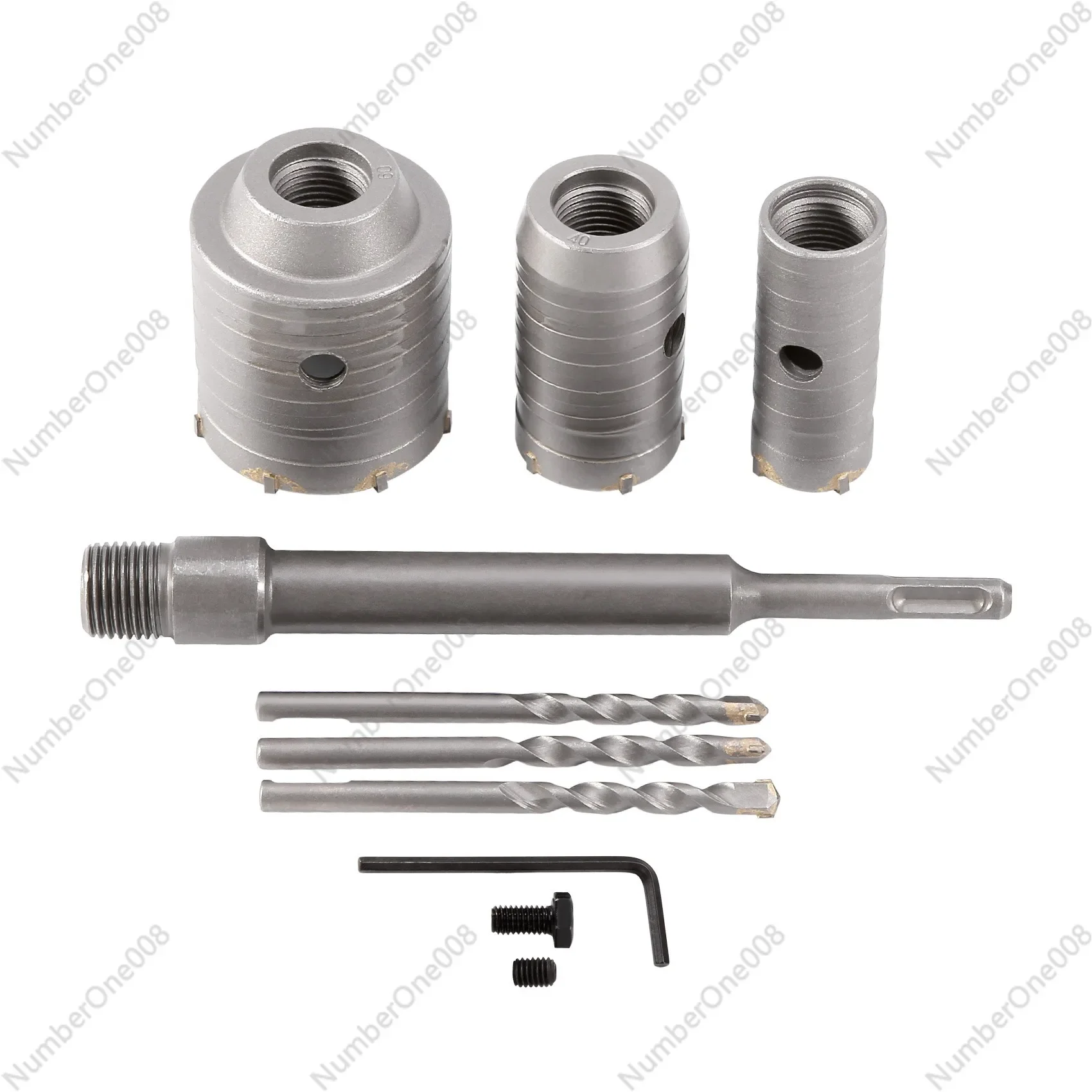 

Concrete Hole Saw Kits SDS Plus Shank Wall Hole Cutter Cement Drill Bit Sets(30, 40, 60mm), with 220mm Connecting Rod