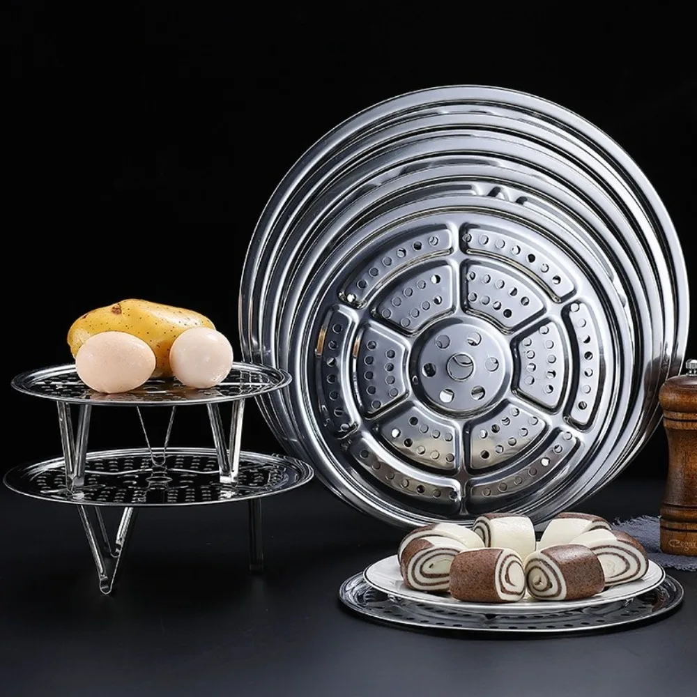 Durable Stainless Steel Kitchen Gadgets Steamer 16-34cm Compartment Steamed Rice Cooker Rack Round Cooker Canning Rack