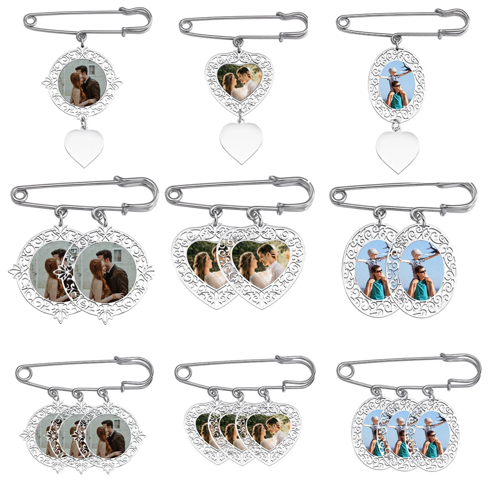 صورة دبابيس دبوس صورة شخصية قلادة مجوهرات سلسلة الذاكرة محفورة مع اسم الصورة هدايا صور مخصصة للجنسين #2