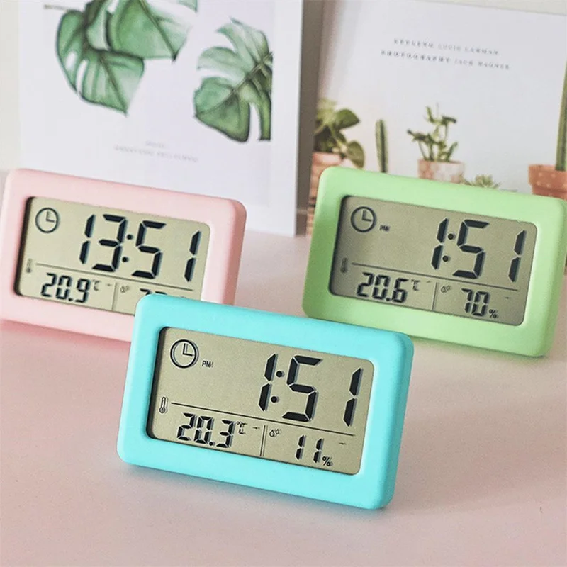 ChuHan Digital Clock Thermometer Hygrometer Meter LED Indoor Electronic Humidity Monitor Clock Desktop Table Clocks For Home