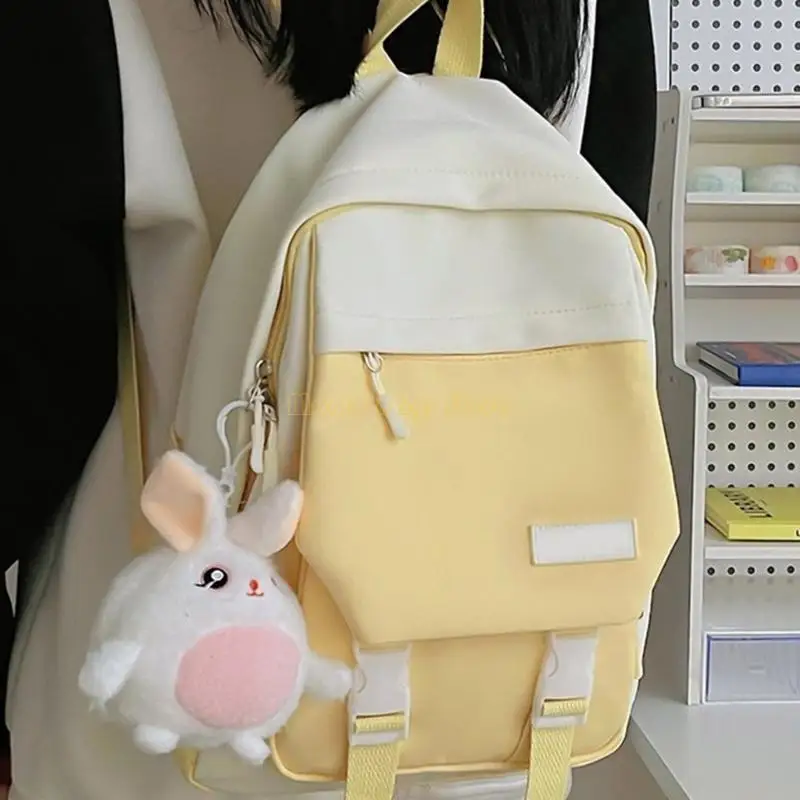 X90D Contrast Color Small Backpack College College College Nylon Captop Bag for Daily