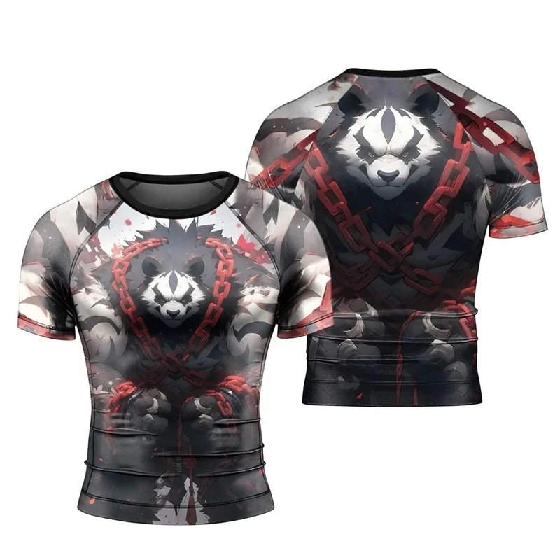 Y2K Compression Shirt Men Fitness Gym Animal Sport Running T-Shirt Tops Tee Quick Dry Short Sleeve T-Shirt For Men Clothing 2025