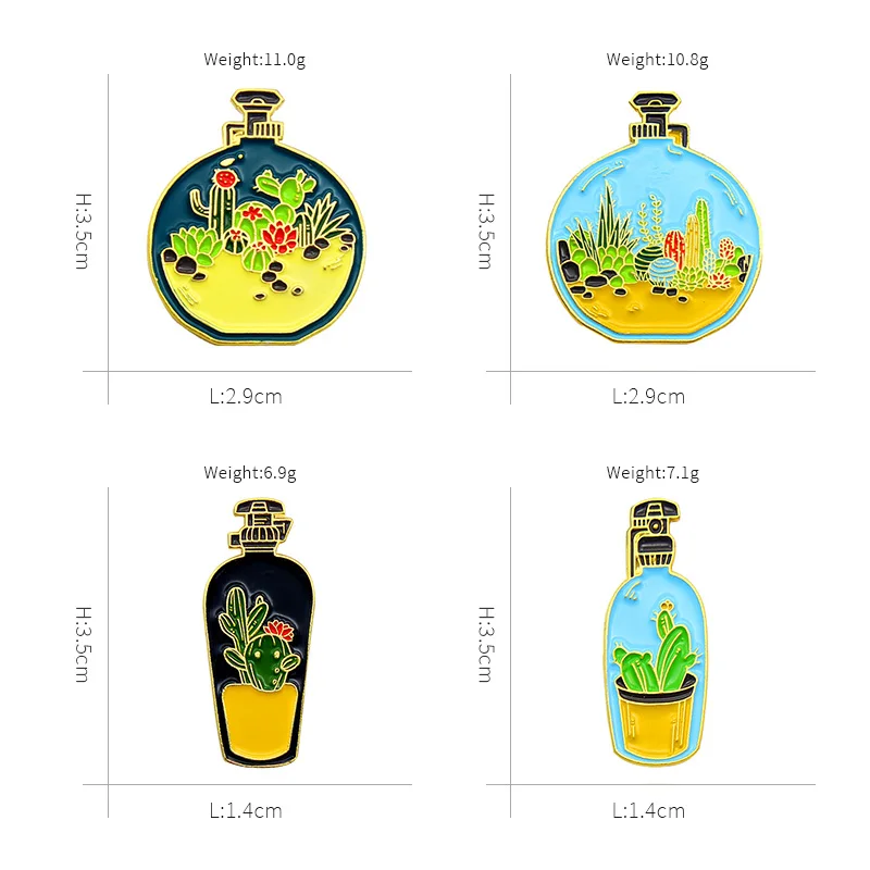 Enamel Pins Custom Cactus Plant Perfume bottle Spray Brooches Backpack Lapel Badge Cartoon Jewelry Kids Cactus Potted Plant