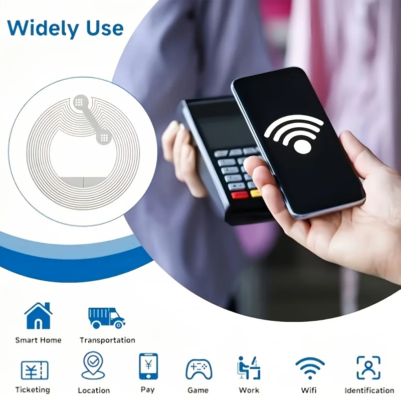 NTAG215 NFC Tag Sticker 13.56MHz RFID Label 504 Bytes Blank Rewritable Adhesive Tag Universal for All NFC Phones Android iOS