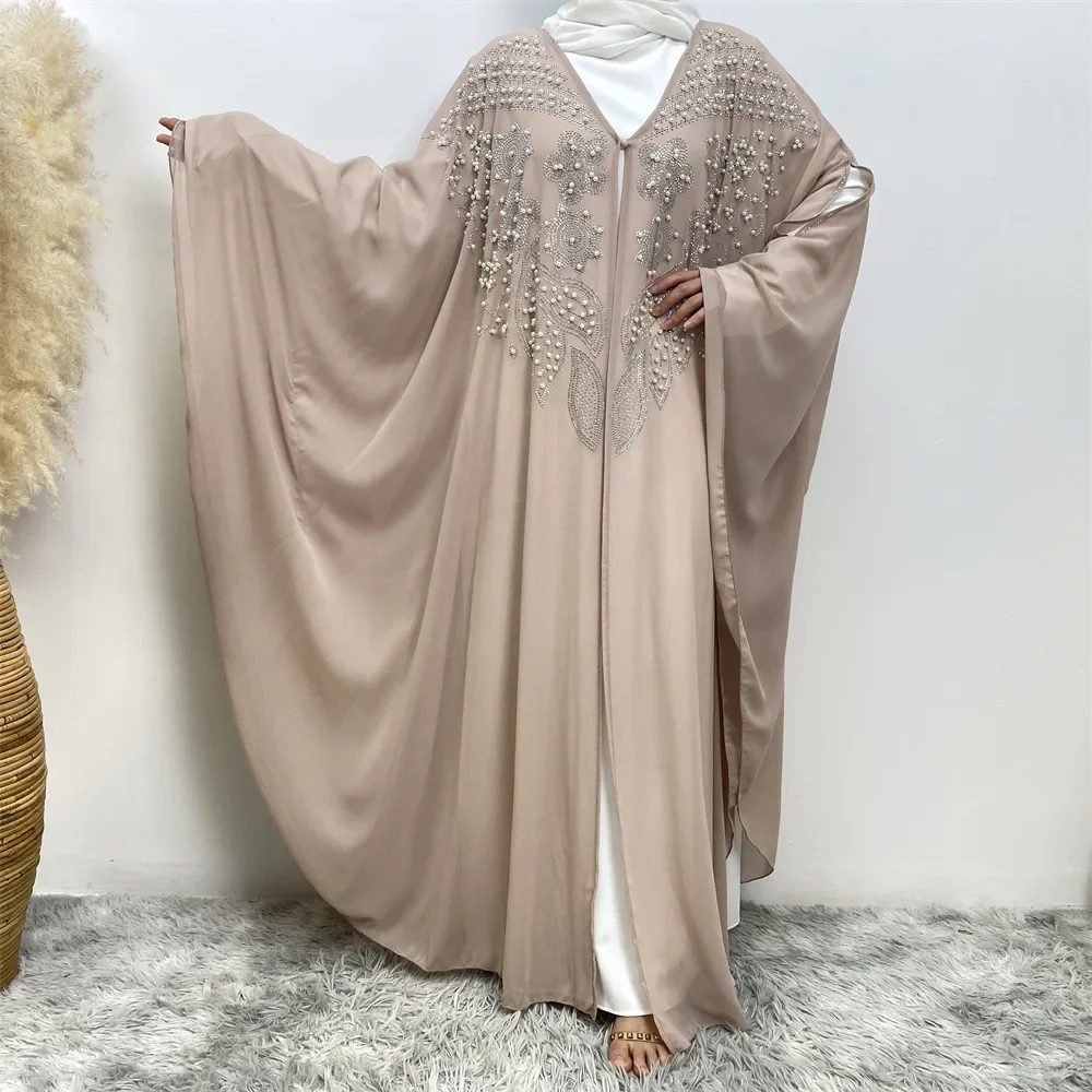 

Eid Muslim Women Bat Sleeve Open Abaya Cardigan Maxi Dresses Kimono Dubai Turkey Arab Robe Morocco Evening Party Caftan Jalabiya