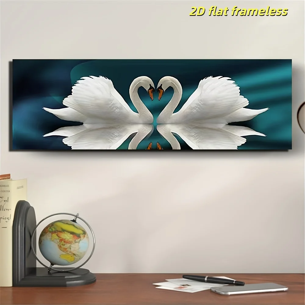 1 high-definition printed warm swan painting canvas poster, symbol of love art printed painting wall decoration, modern minimali