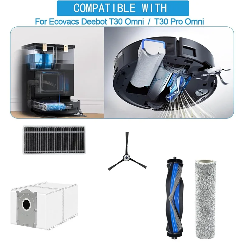 A74G-For ECOVACS DEBOT X8 Omni، X8 PRO Omni جهاز آلي لتنظيف الأتربة فرشاة جانبية رئيسية فلتر Hepa أكياس الغبار استبدال أجزاء