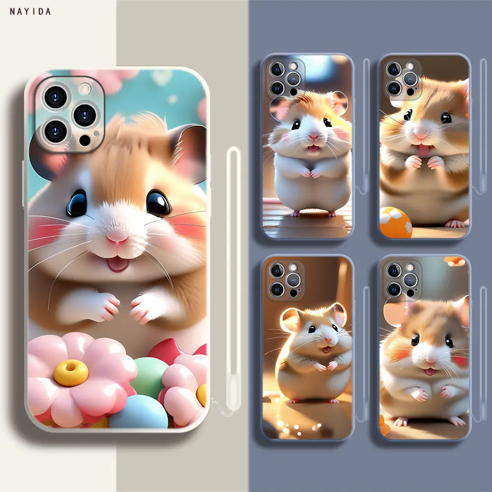 Soft Silicone Phone Case For Apple iPhone 15 14 13 12 11 Pro X XS Max XR Plus Mini Cover Lovely Hamster