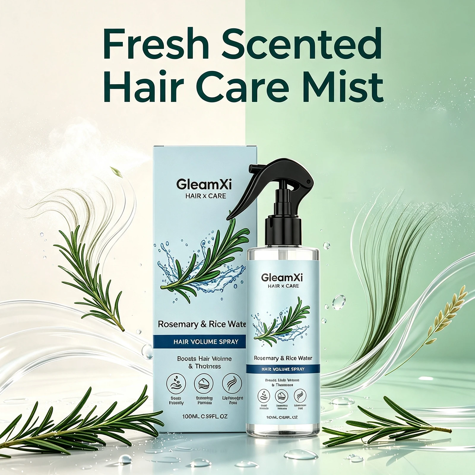 Rosemary Hair Mist Moisturizing Nourishing Smoothing Frizz Control Lightweight Leave-In Conditioner Spray