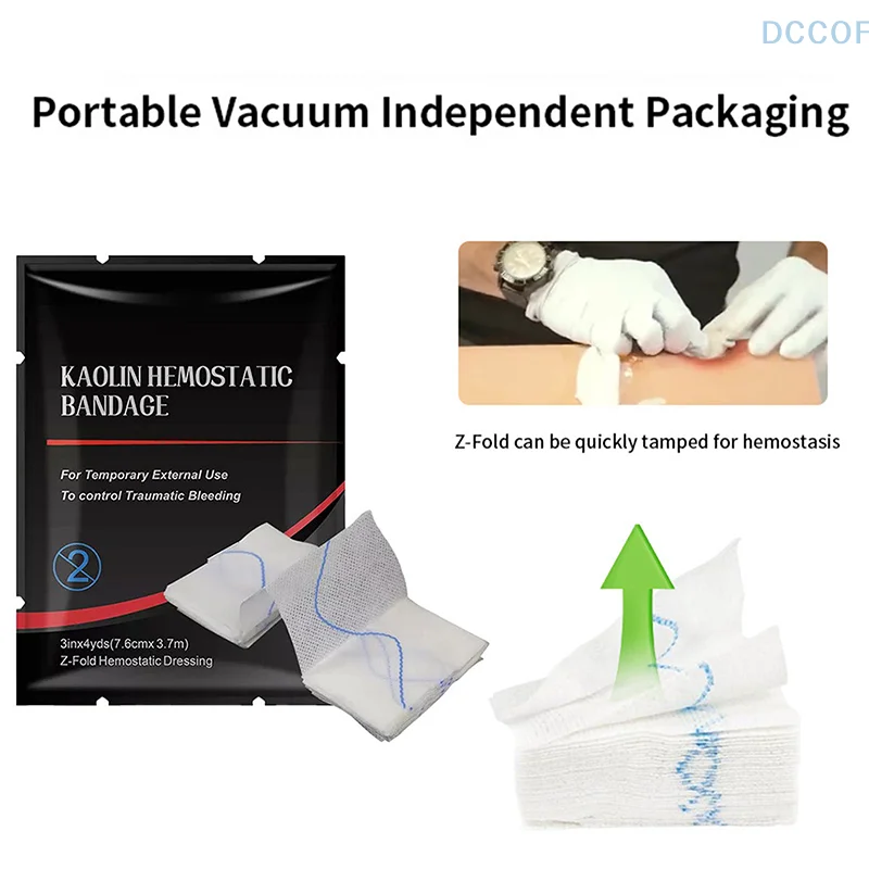 2 حجم Z-أضعاف الجرح للذوبان مرقئ الكاولين الشاش الصدمة القتالية الطبية في حالات الطوارئ ل Ifak التكتيكية في الهواء الطلق الإسعافات الأولية