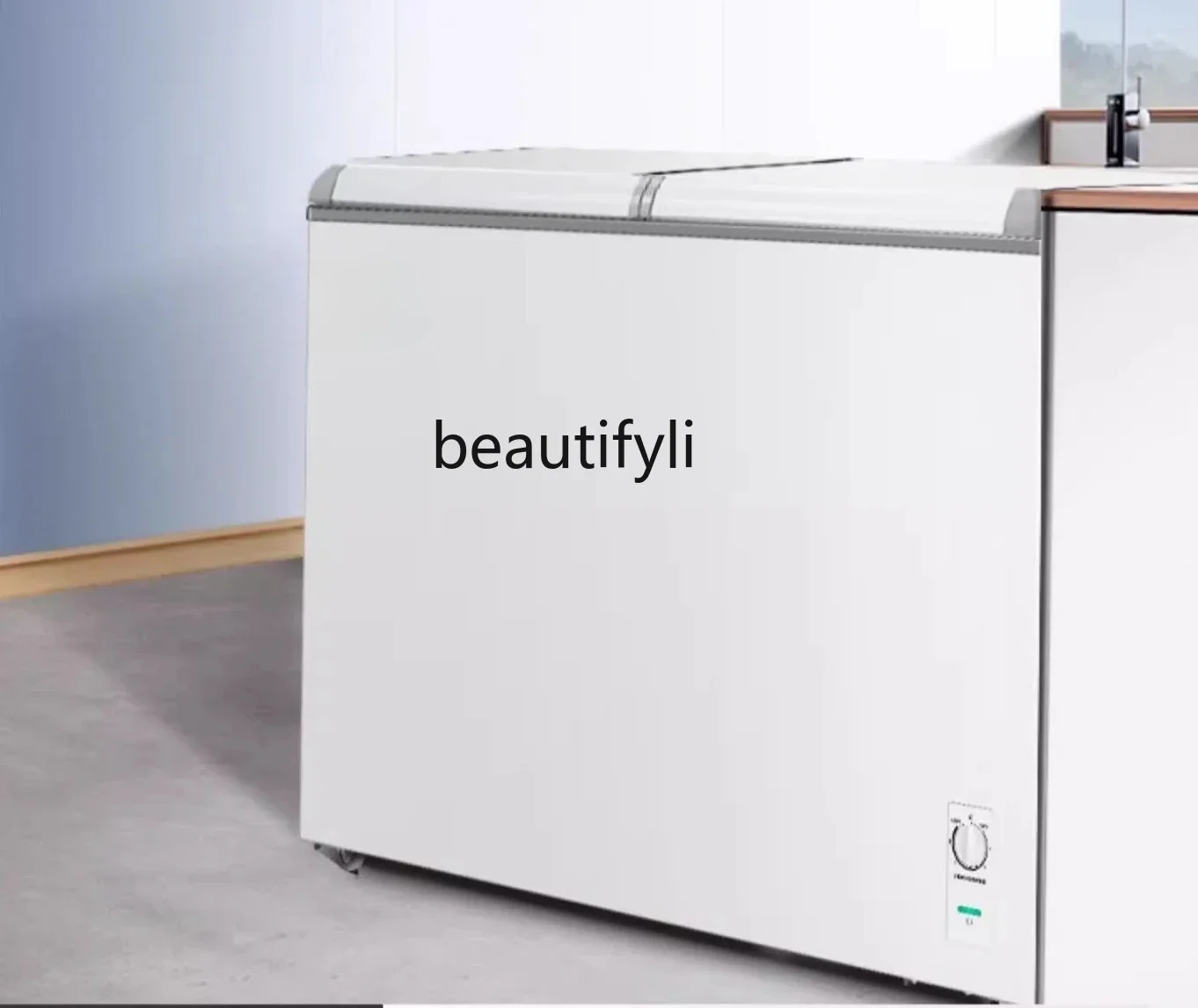 

A61 Double temperature freezer household refrigerated and frozen dual-purpose large-capacity freezer commercial horizontal glass